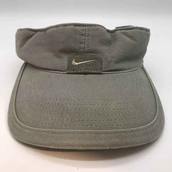 Nike Swoosh Adult Adjustable OSFM Hook & Loop Visor Olive Drab FOCCH Gold Logo - Picture 1 of 9